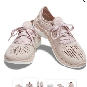 Crocs tennis shoes. Light pink. Worn once.